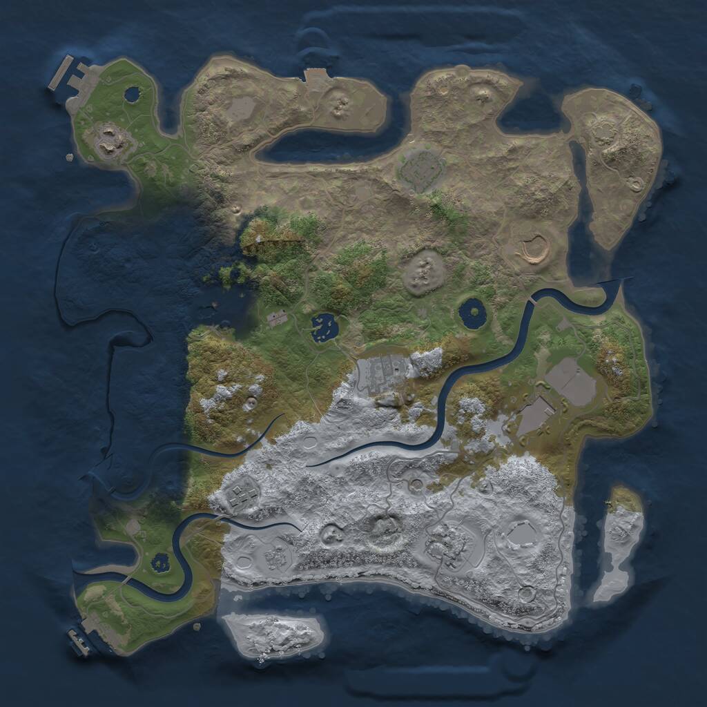 Rust Map: Procedural Map, Size: 3700, Seed: 1442627749, 15 Monuments