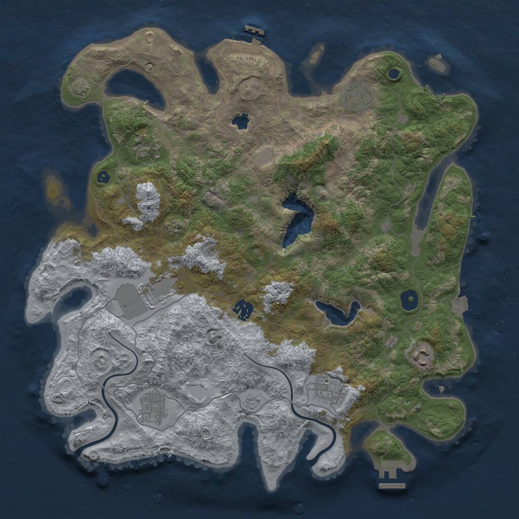 Rust Map: Procedural Map, Size: 4000, Seed: 646064, 13 Monuments