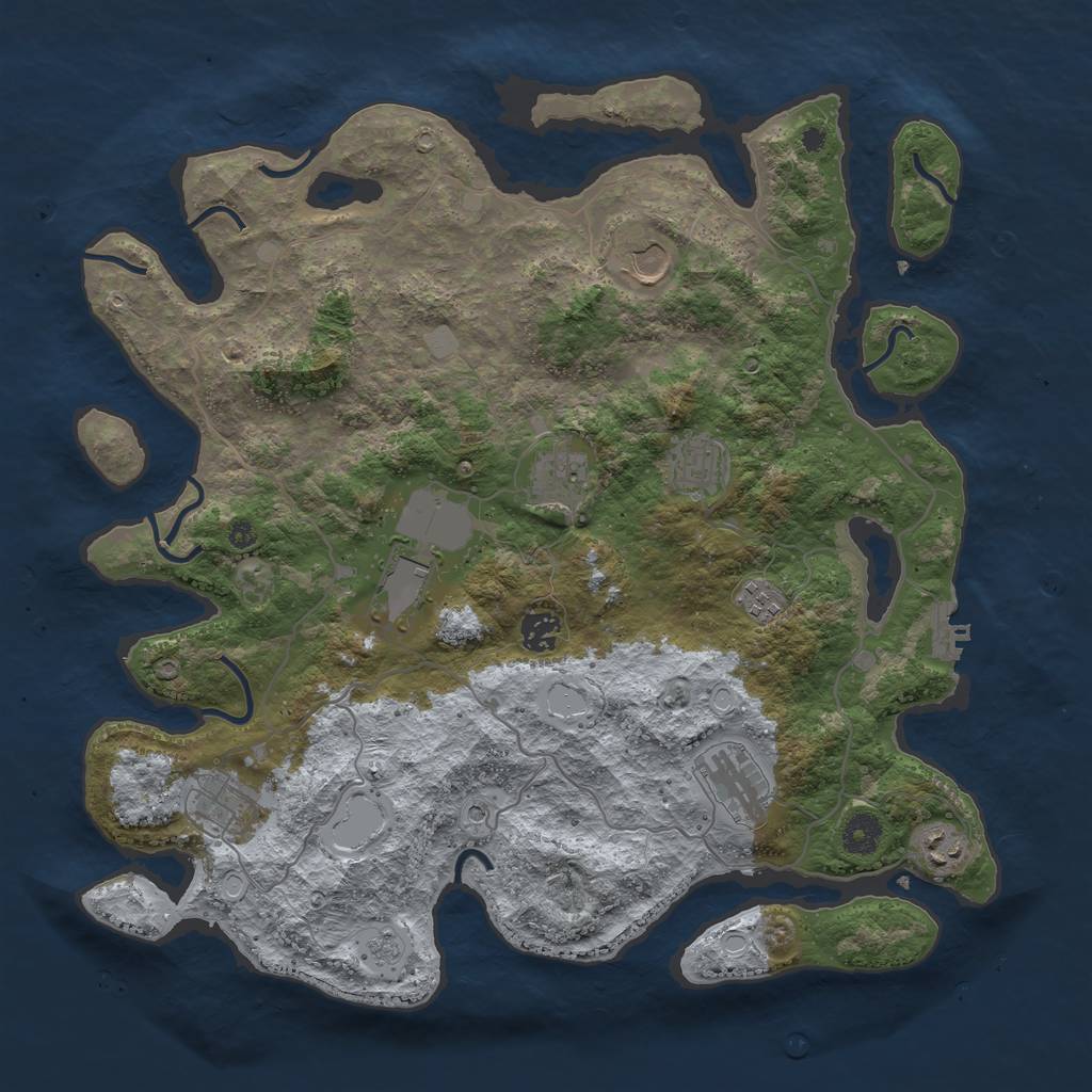 Rust Map: Procedural Map, Size: 4000, Seed: 34027242, 15 Monuments