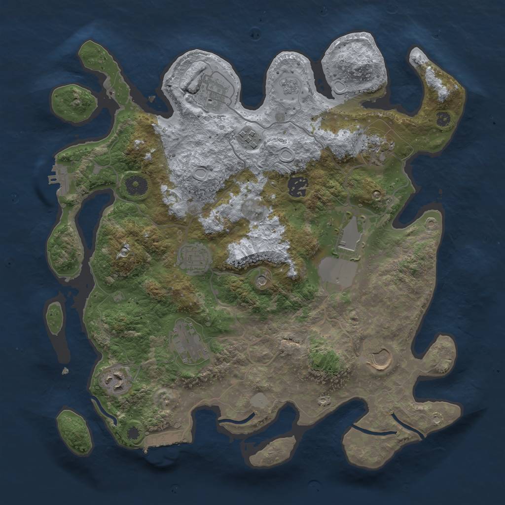 Rust Map: Procedural Map, Size: 3550, Seed: 434024, 16 Monuments