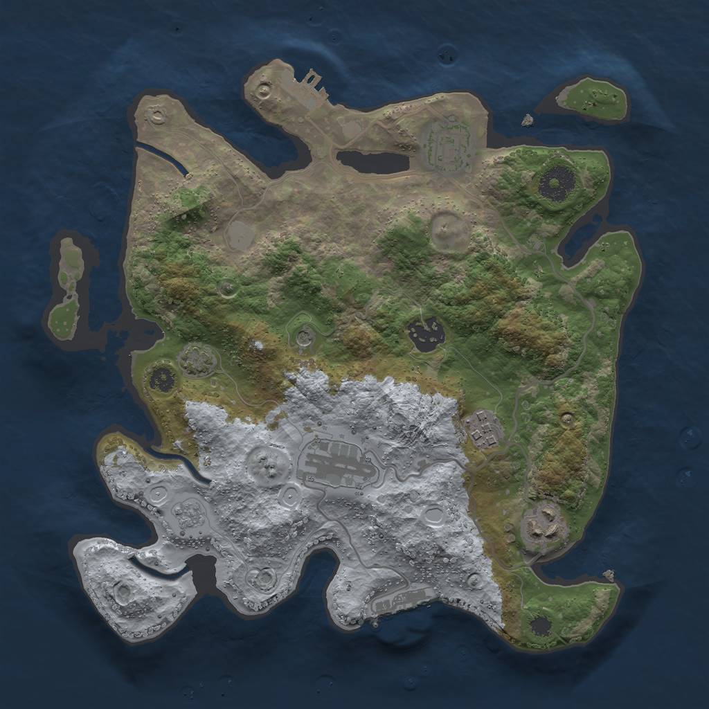 Rust Map: Procedural Map, Size: 3000, Seed: 1156733800, 13 Monuments