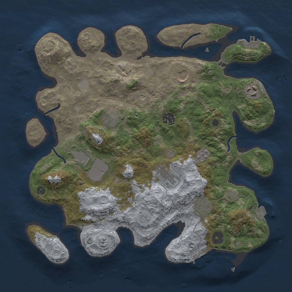 Rust Map: Procedural Map, Size: 3550, Seed: 390055, 16 Monuments