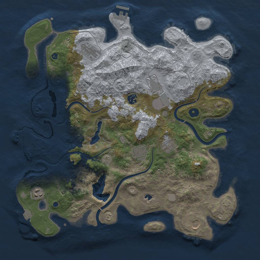 Rust Map: Procedural Map, Size: 4000, Seed: 98072, 14 Monuments