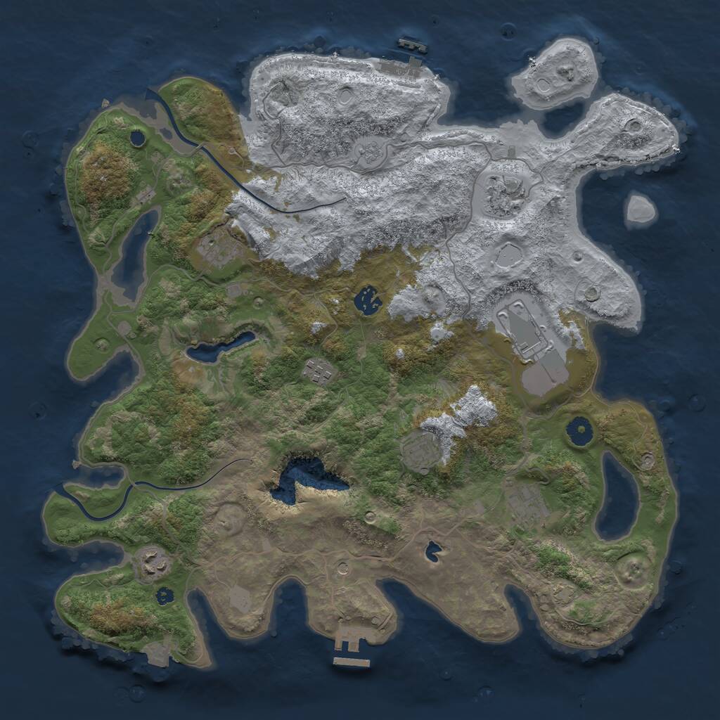 Rust Map: Procedural Map, Size: 4000, Seed: 1884165736, 14 Monuments