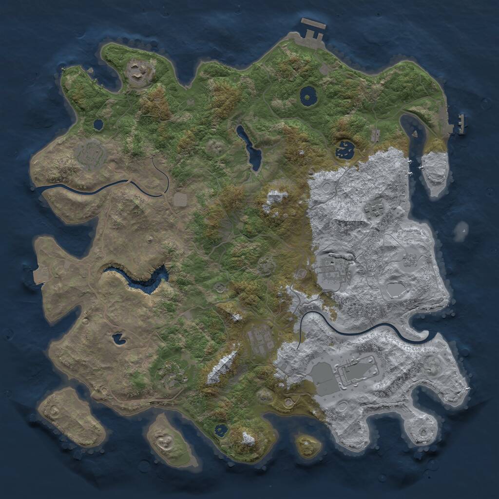 Rust Map: Procedural Map, Size: 4000, Seed: 411047, 14 Monuments