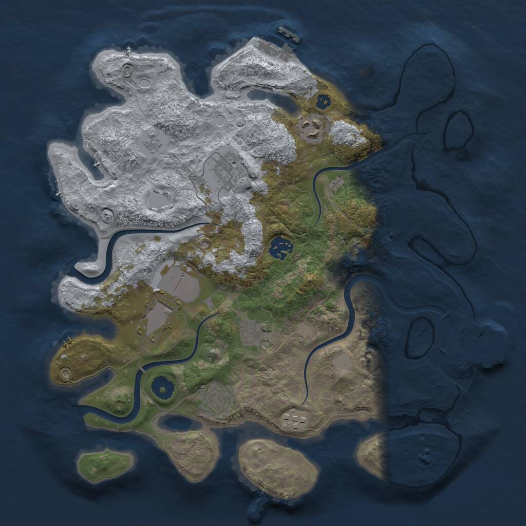 Rust Map: Procedural Map, Size: 3500, Seed: 222312, 12 Monuments