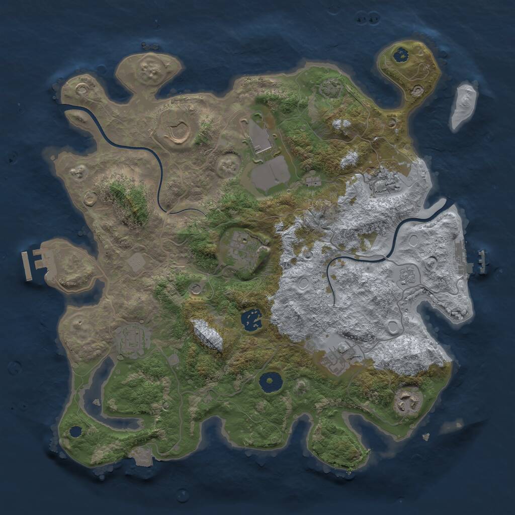 Rust Map: Procedural Map, Size: 3550, Seed: 990140, 14 Monuments