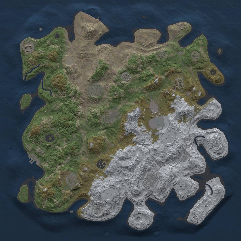 Rust Map: Procedural Map, Size: 4000, Seed: 985632, 17 Monuments