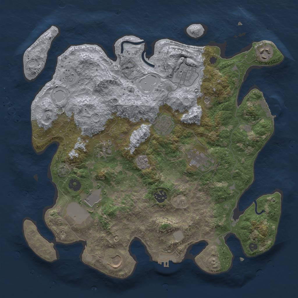 Rust Map: Procedural Map, Size: 3550, Seed: 567036, 17 Monuments