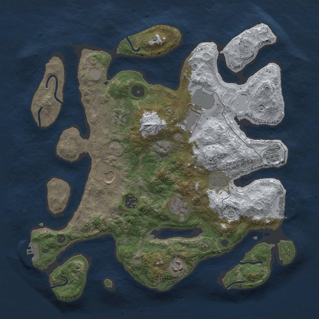 Rust Map: Procedural Map, Size: 3750, Seed: 13877434, 17 Monuments