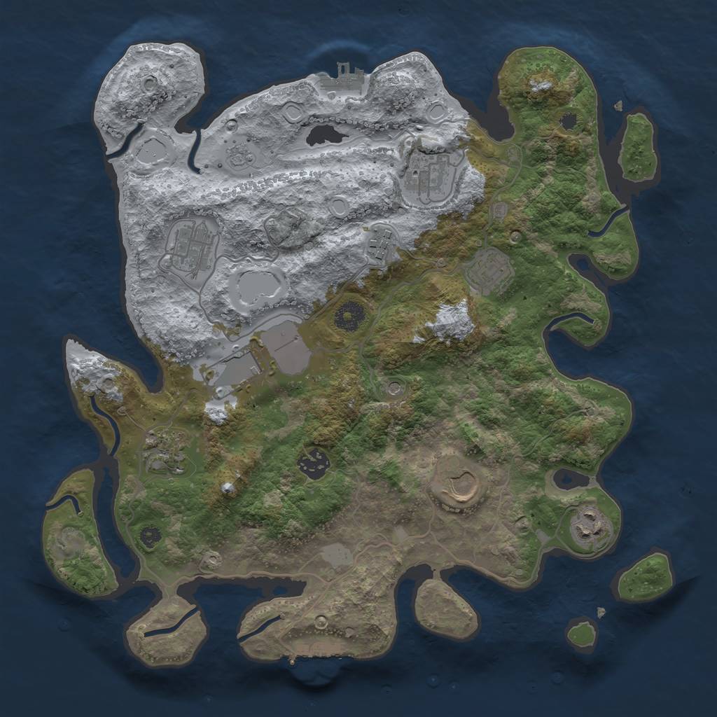 Rust Map: Procedural Map, Size: 3550, Seed: 702176, 16 Monuments