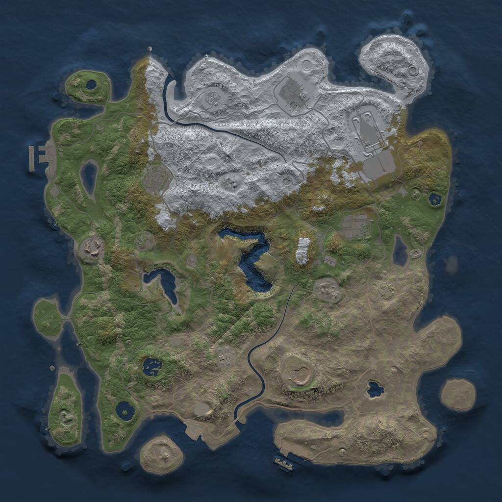 Rust Map: Procedural Map, Size: 4000, Seed: 972857, 14 Monuments