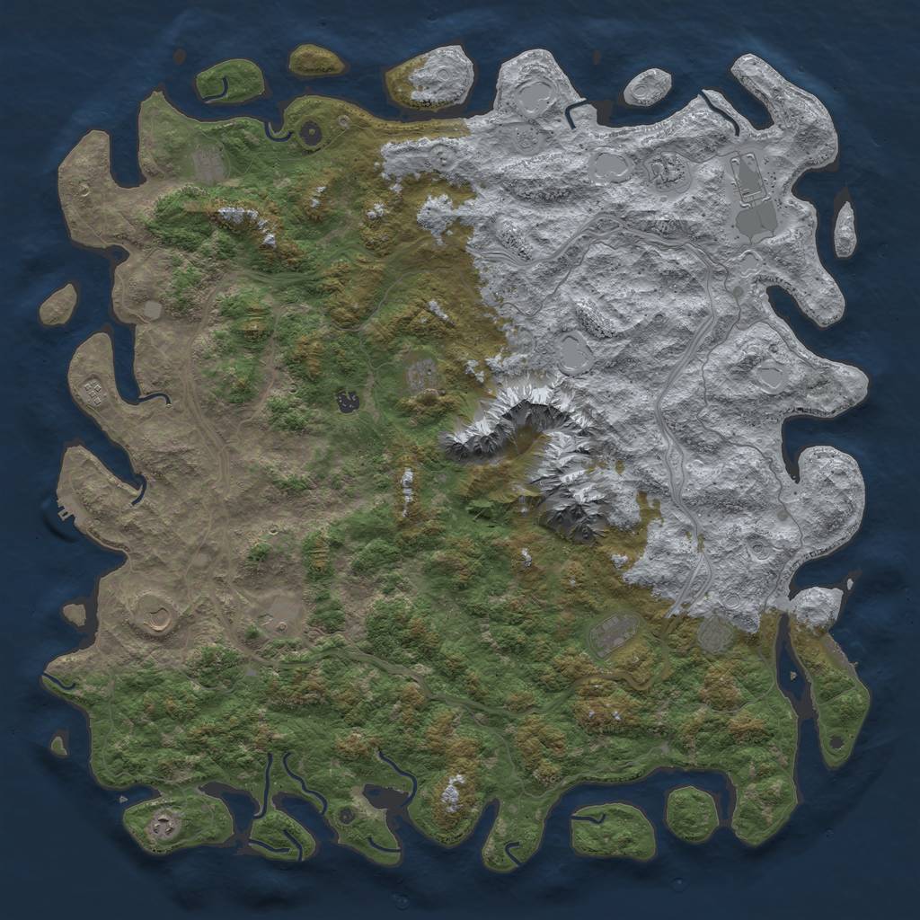 Rust Map: Procedural Map, Size: 6000, Seed: 14363081, 18 Monuments