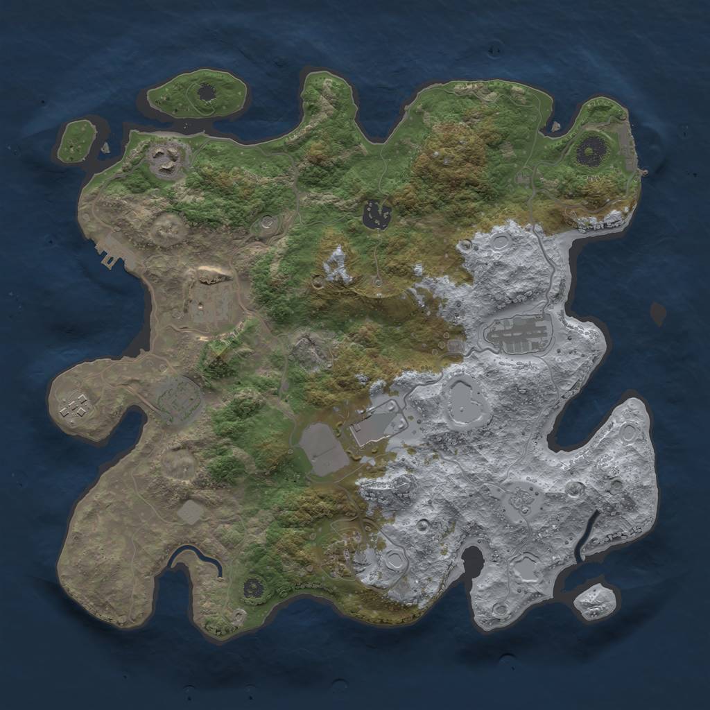 Rust Map: Procedural Map, Size: 3550, Seed: 582662, 15 Monuments