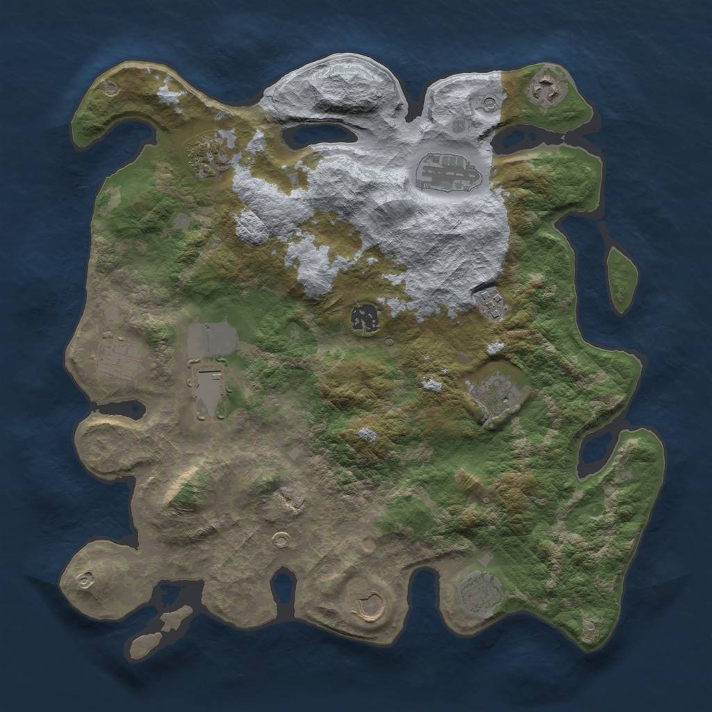 Rust Map: Barren, Size: 3750, Seed: 24547677, 13 Monuments