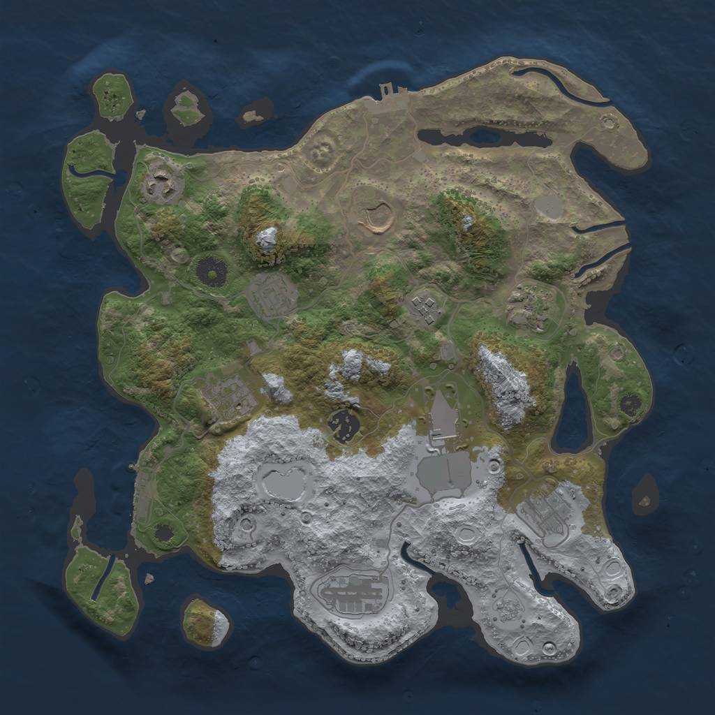 Rust Map: Procedural Map, Size: 3500, Seed: 34802, 17 Monuments