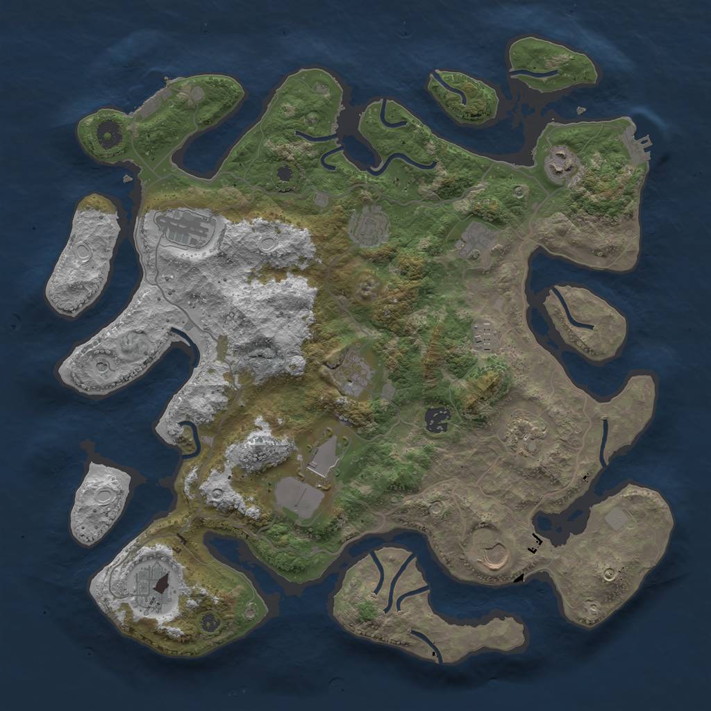 Rust Map: Procedural Map, Size: 4000, Seed: 2968657, 19 Monuments