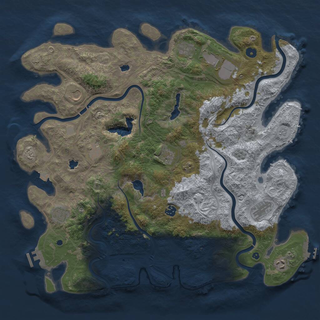 Rust Map: Procedural Map, Size: 4500, Seed: 110301, 16 Monuments