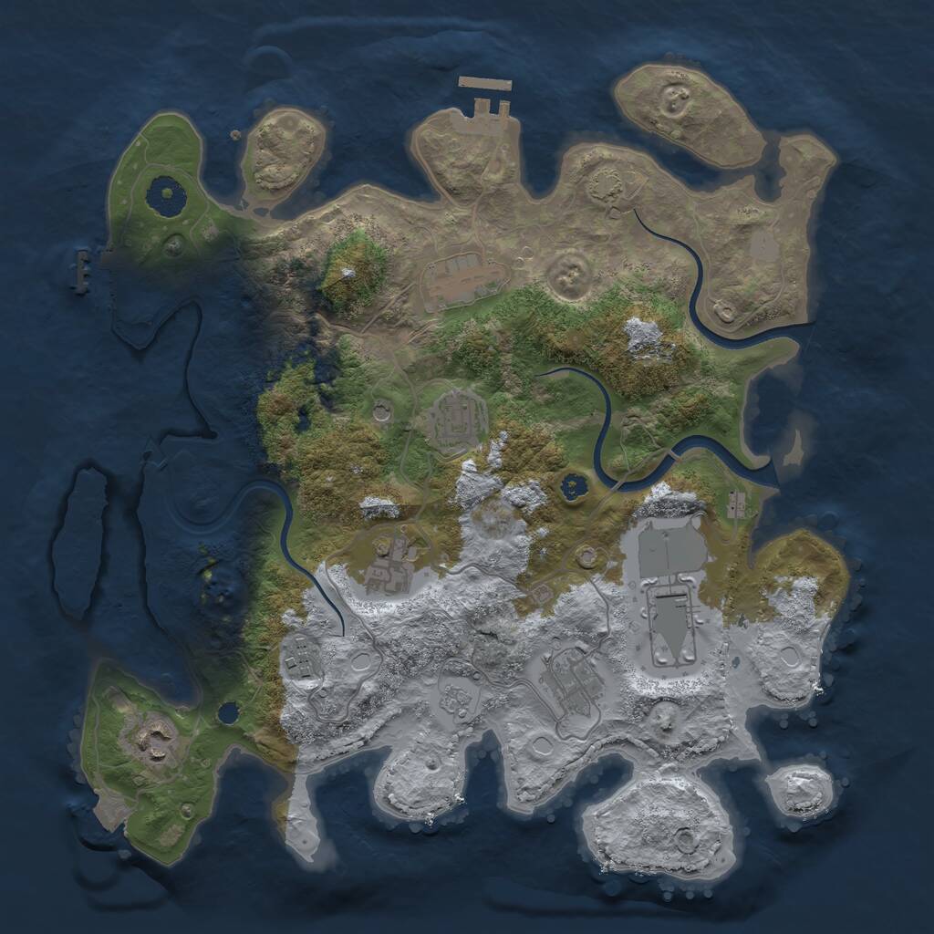 Rust Map: Procedural Map, Size: 3550, Seed: 216703, 13 Monuments