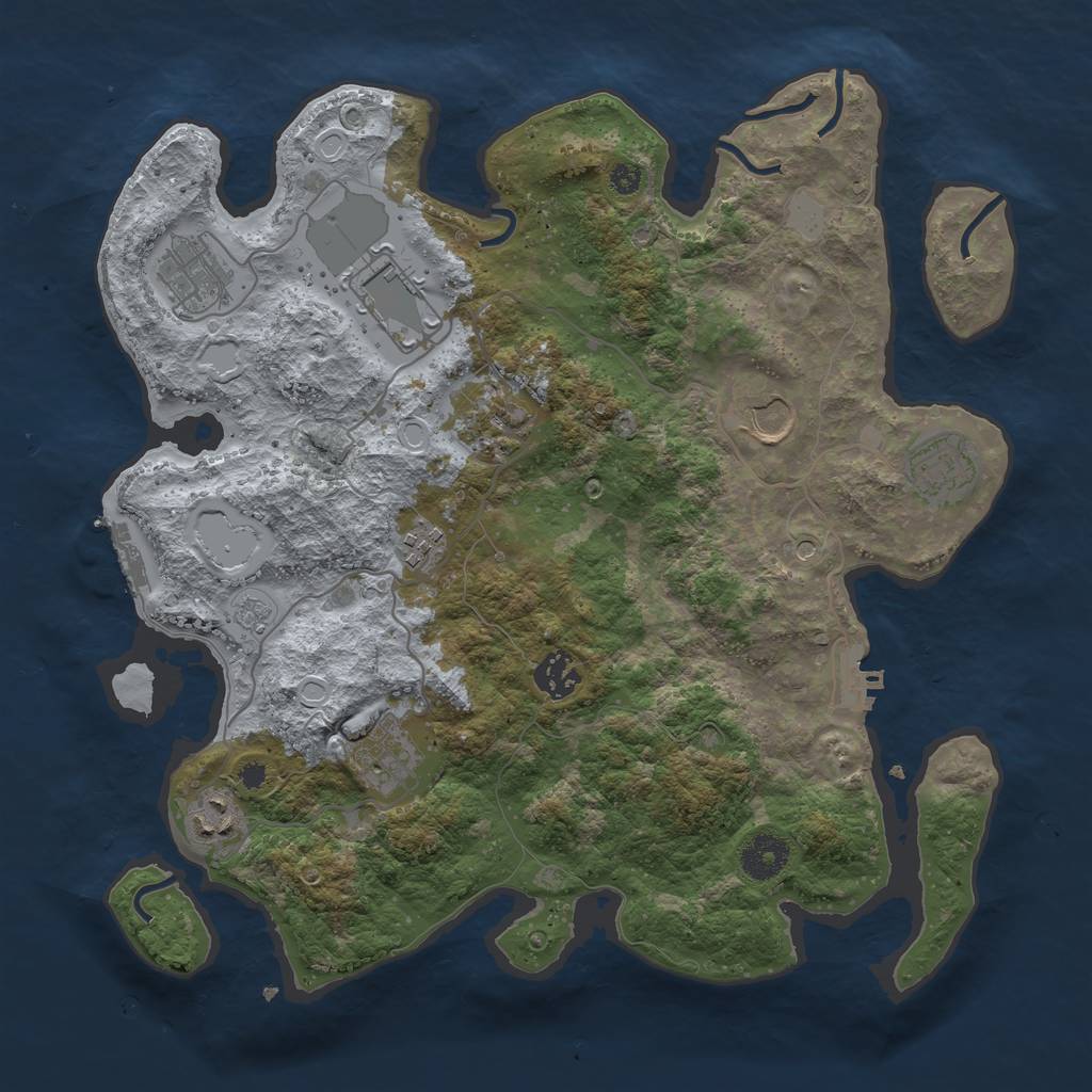 Rust Map: Procedural Map, Size: 3550, Seed: 738923, 16 Monuments