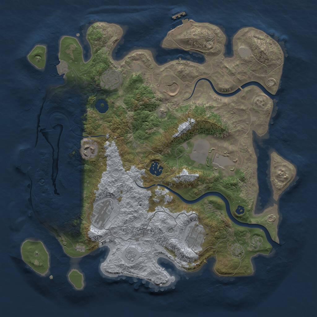 Rust Map: Procedural Map, Size: 3550, Seed: 881434, 13 Monuments