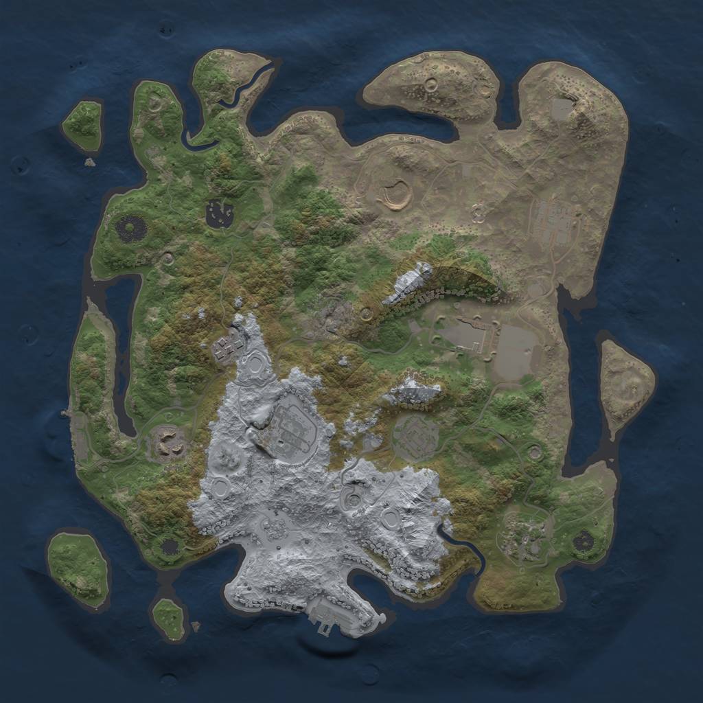 Rust Map: Procedural Map, Size: 3550, Seed: 881434, 16 Monuments