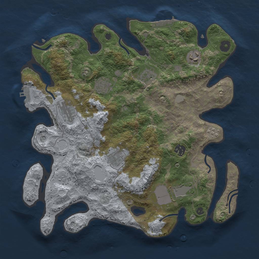 Rust Map: Procedural Map, Size: 3500, Seed: 263296, 15 Monuments