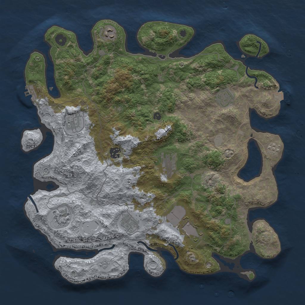 Rust Map: Procedural Map, Size: 4000, Seed: 381823, 16 Monuments