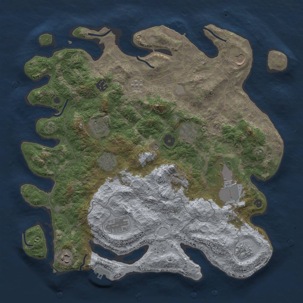 Rust Map: Procedural Map, Size: 4000, Seed: 647203, 17 Monuments