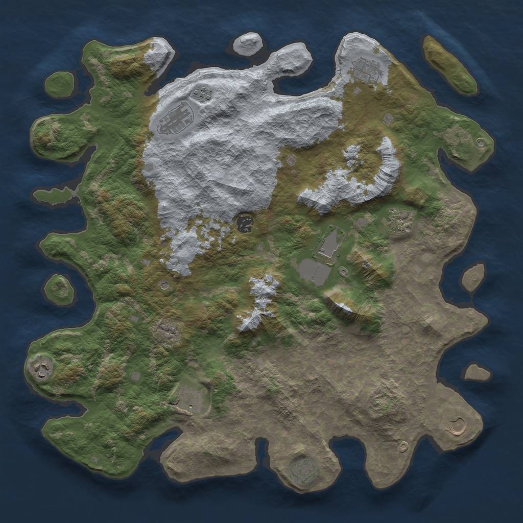 Rust Map: Barren, Size: 4500, Seed: 3724312, 13 Monuments