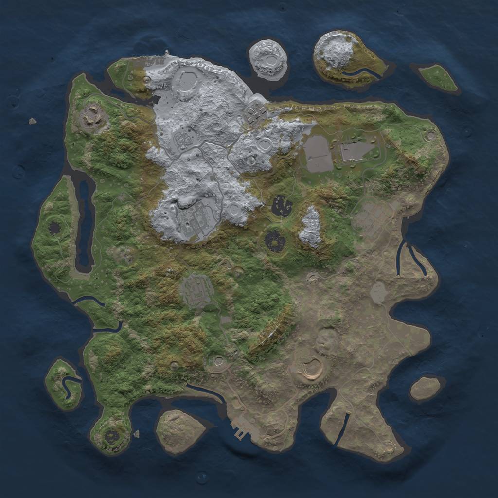 Rust Map: Procedural Map, Size: 3500, Seed: 123456789, 15 Monuments