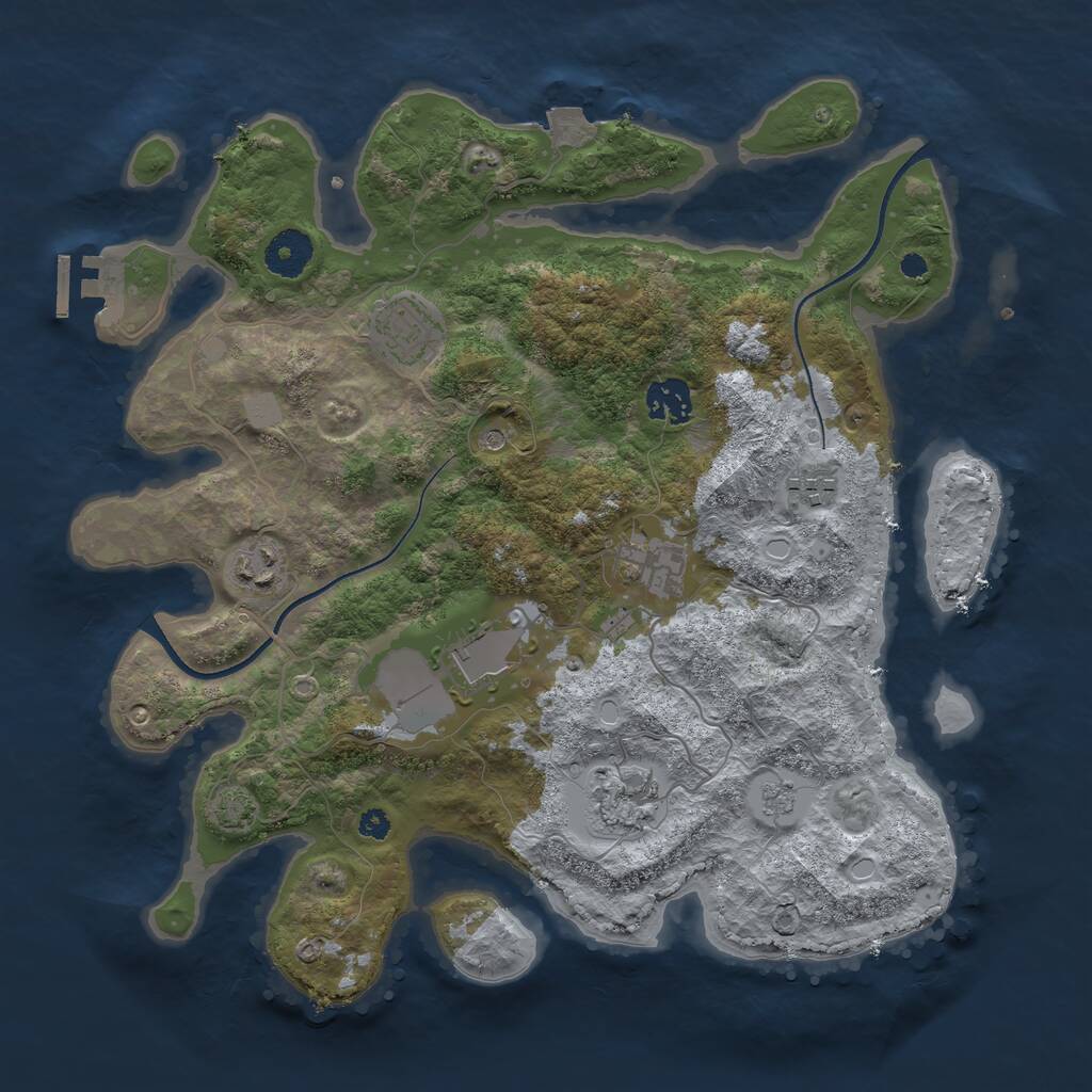 Rust Map: Procedural Map, Size: 3500, Seed: 89525, 12 Monuments