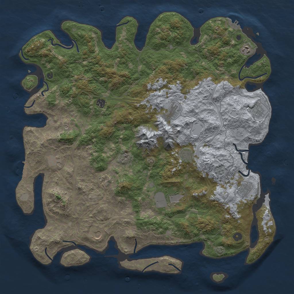 Rust Map: Procedural Map, Size: 5000, Seed: 50400, 19 Monuments