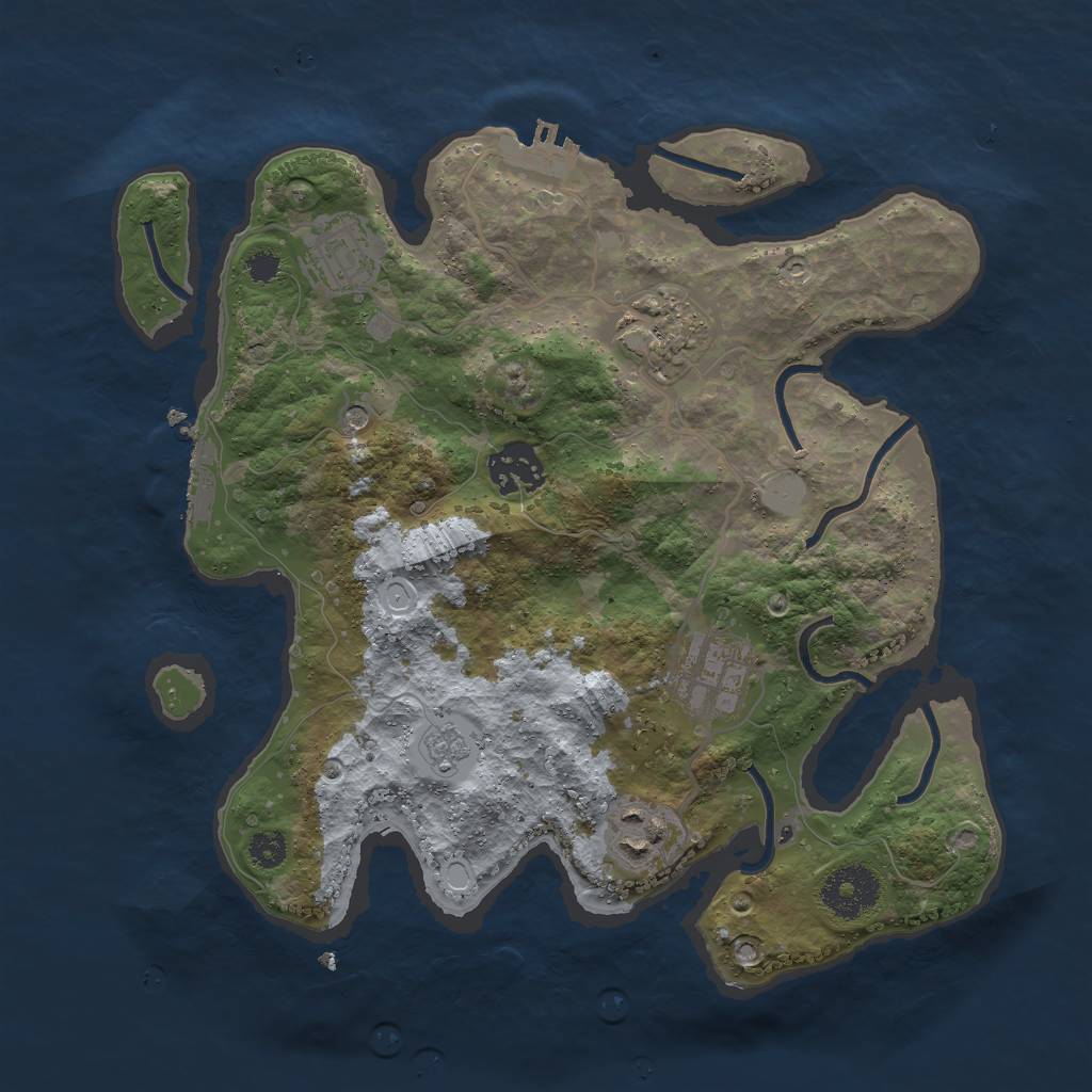 Rust Map: Procedural Map, Size: 3000, Seed: 2133968325, 12 Monuments