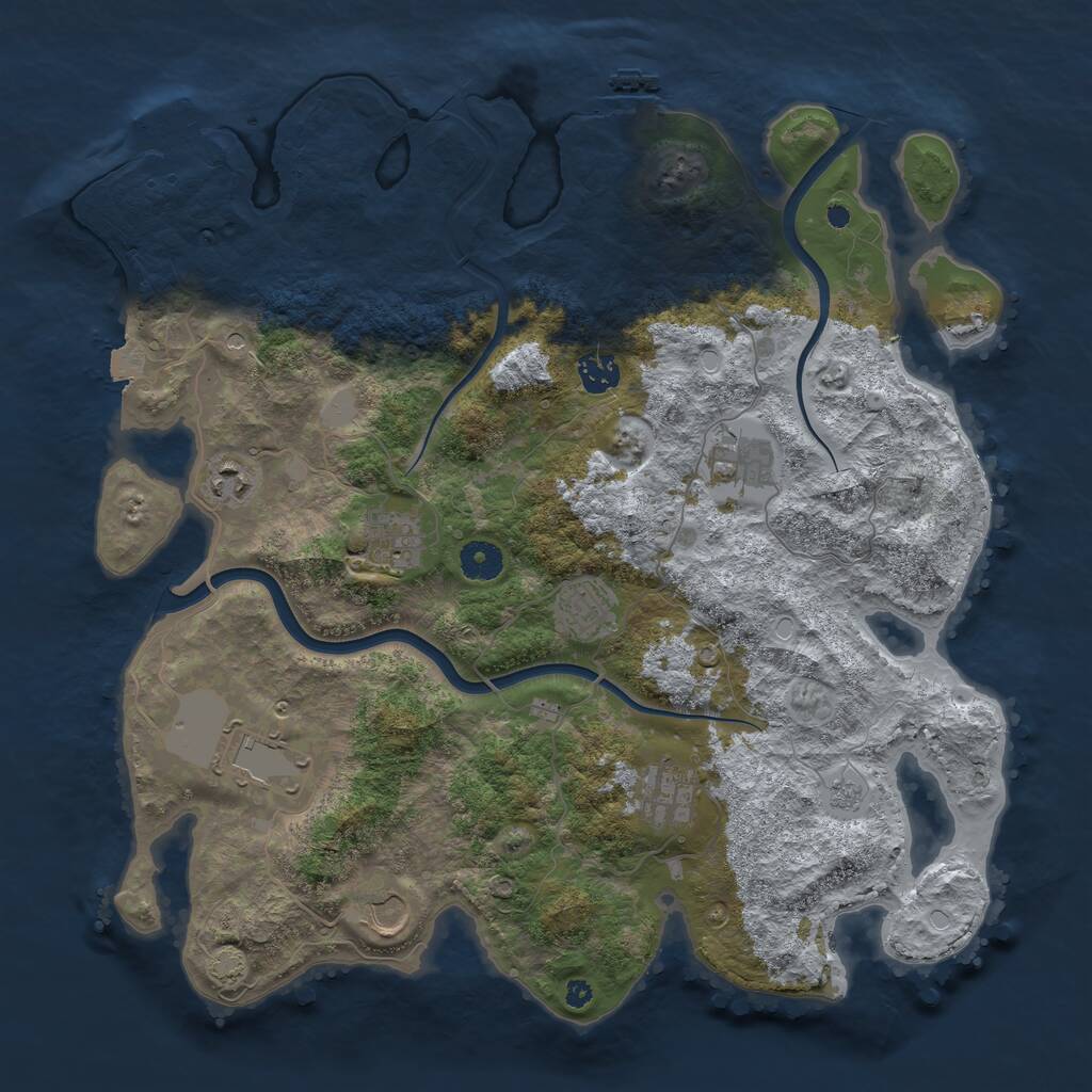 Rust Map: Procedural Map, Size: 3950, Seed: 1413371713, 14 Monuments