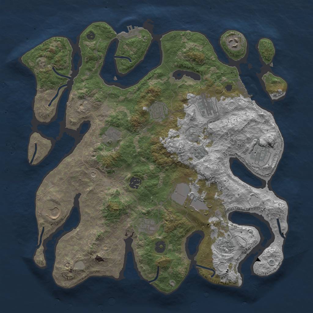 Rust Map: Procedural Map, Size: 3950, Seed: 1413371713, 19 Monuments