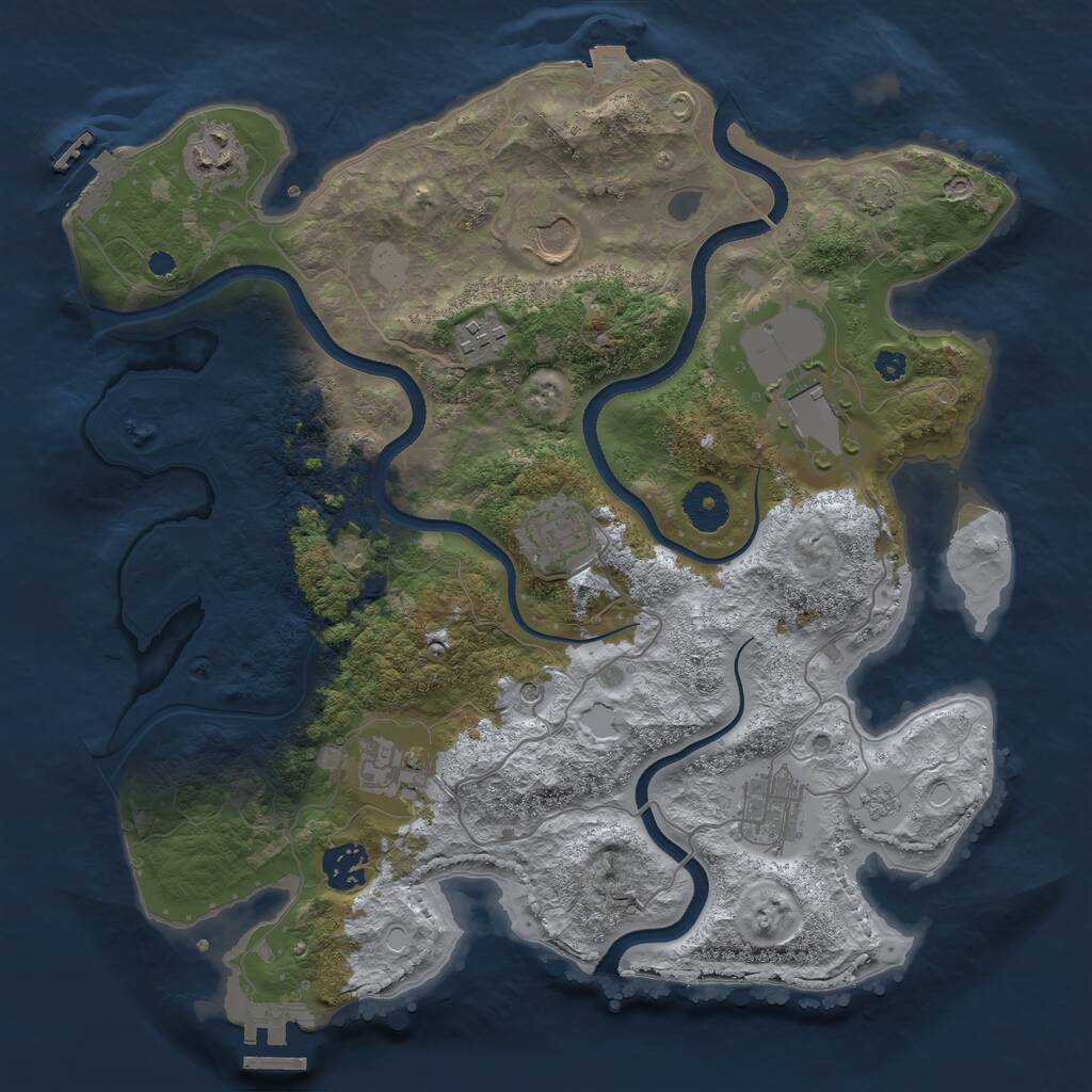 Rust Map: Procedural Map, Size: 3500, Seed: 555789, 14 Monuments