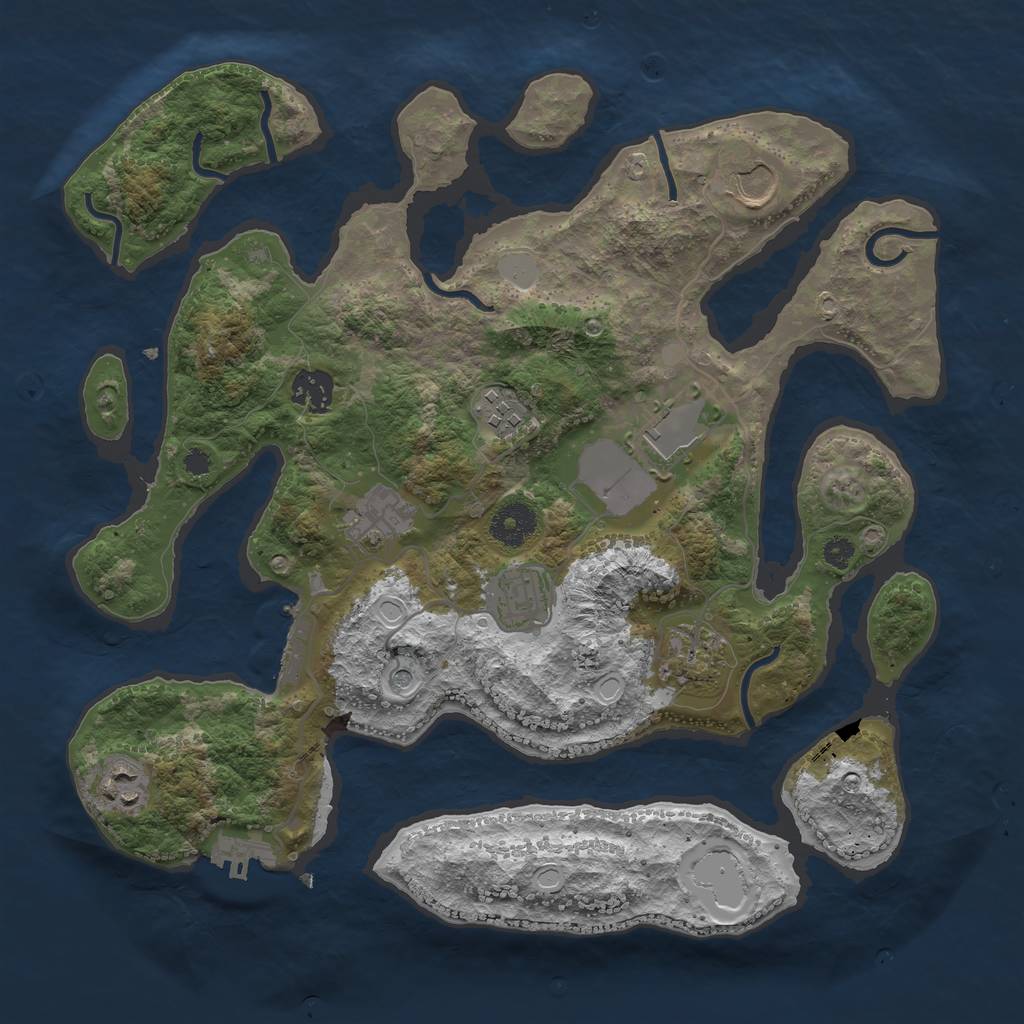 Rust Map: Procedural Map, Size: 3500, Seed: 1556, 16 Monuments