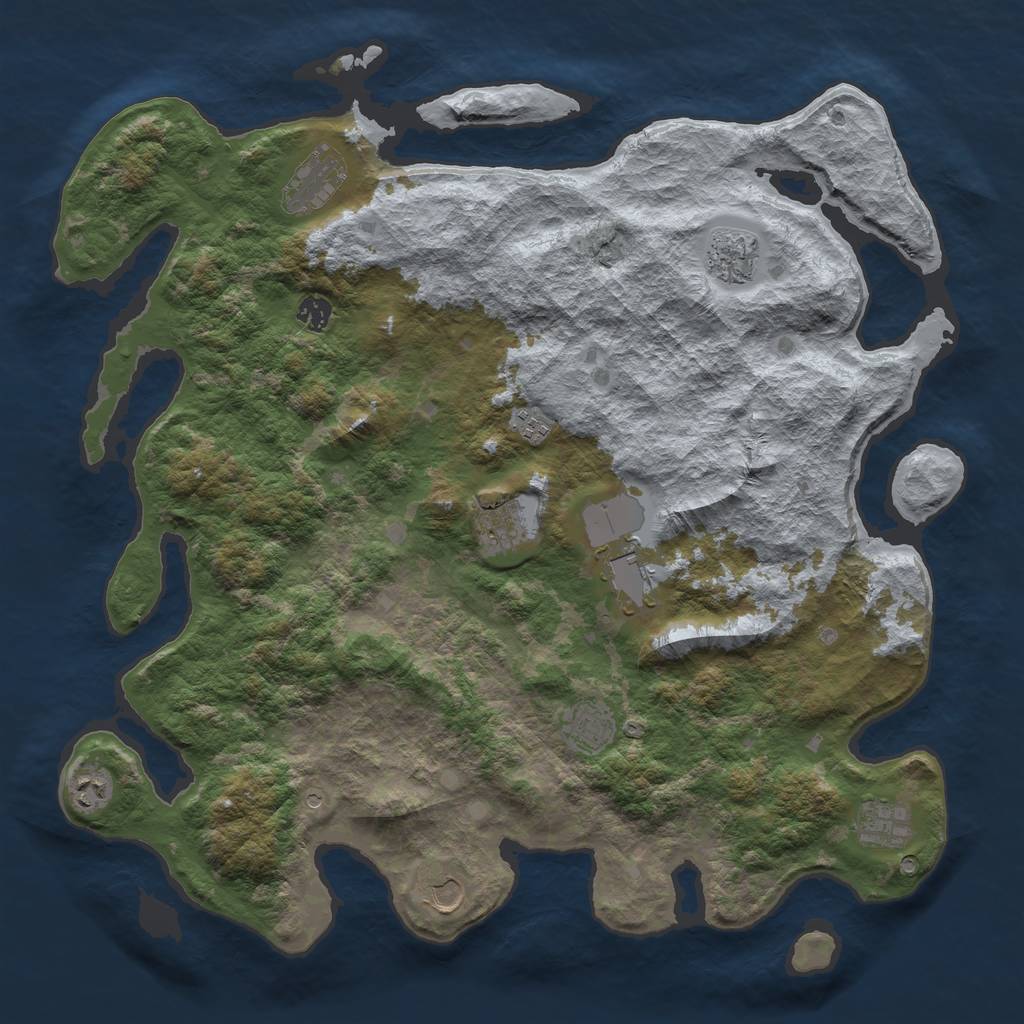 Rust Map: Barren, Size: 4500, Seed: 695125, 13 Monuments