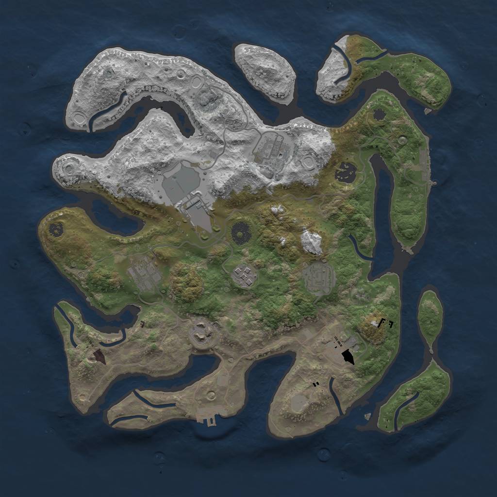 Rust Map: Procedural Map, Size: 3500, Seed: 129527856, 15 Monuments