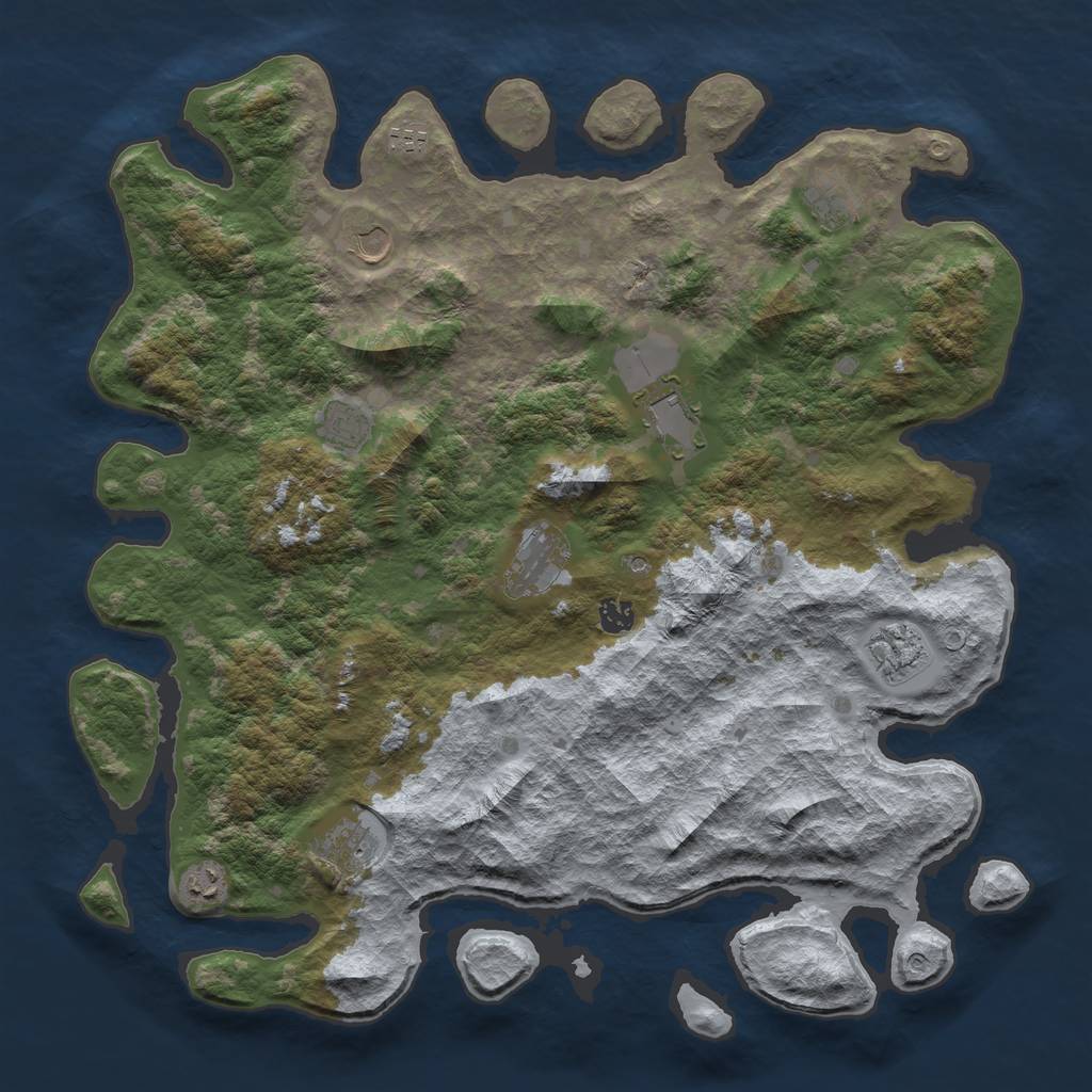 Rust Map: Barren, Size: 4500, Seed: 5265579, 13 Monuments