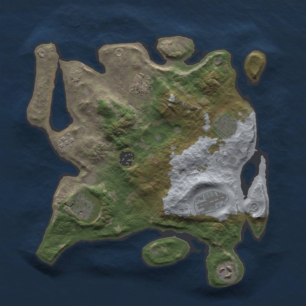 Rust Map: Barren, Size: 3000, Seed: 36049554, 11 Monuments