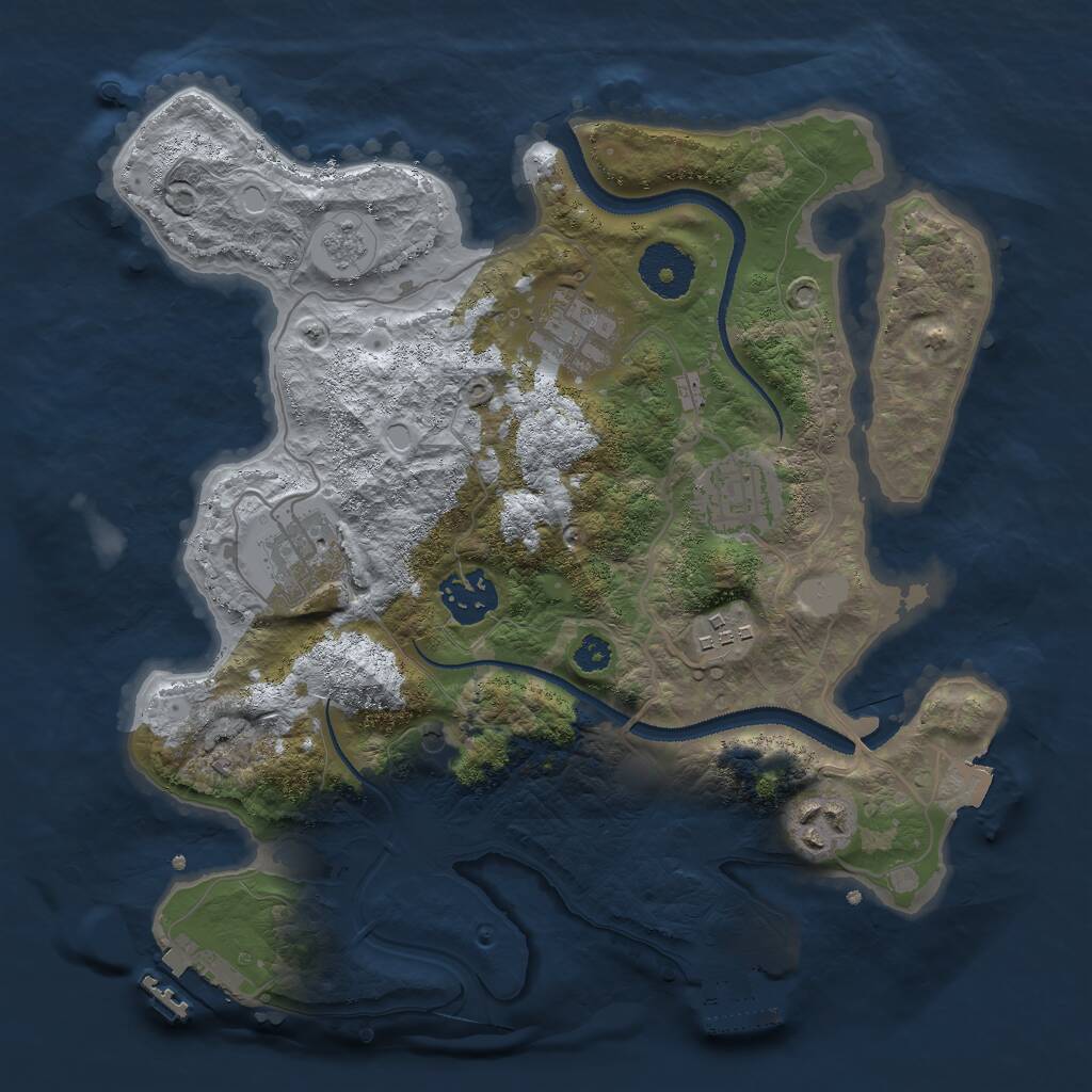 Rust Map: Procedural Map, Size: 3000, Seed: 225225, 11 Monuments