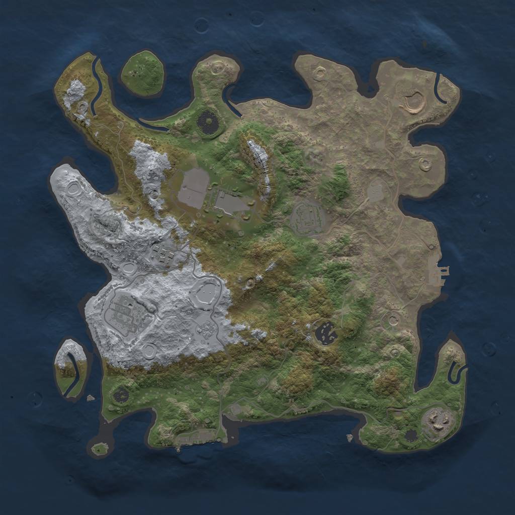 Rust Map: Procedural Map, Size: 3500, Seed: 1538456163, 14 Monuments