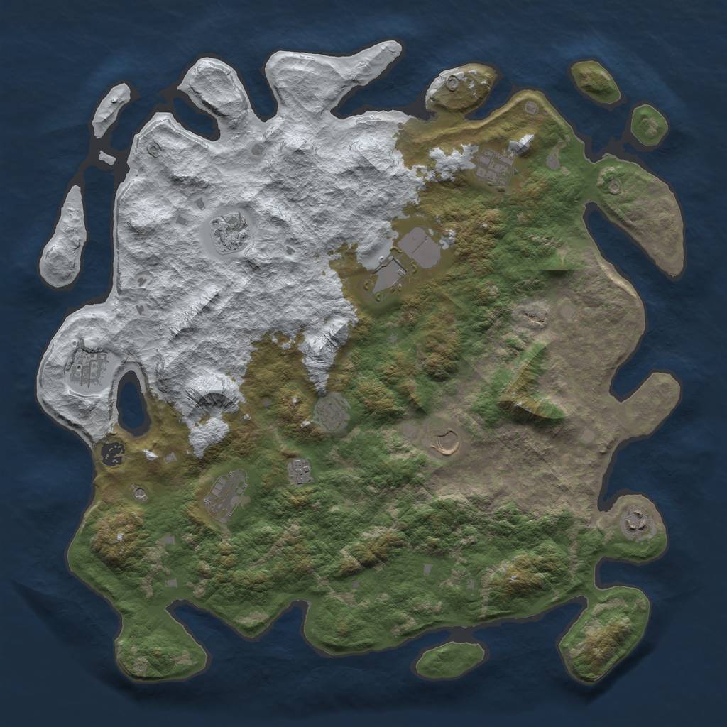 Rust Map: Barren, Size: 4500, Seed: 5550764, 13 Monuments