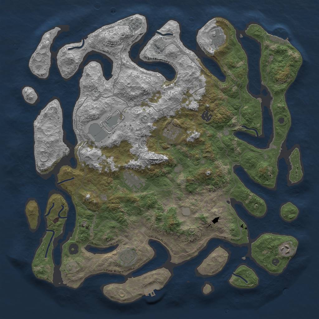 Rust Map: Procedural Map, Size: 4500, Seed: 6124583, 16 Monuments