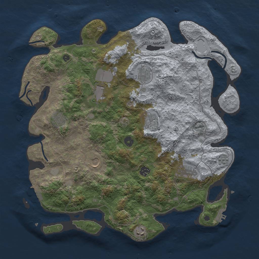 Rust Map: Procedural Map, Size: 4000, Seed: 3899, 16 Monuments