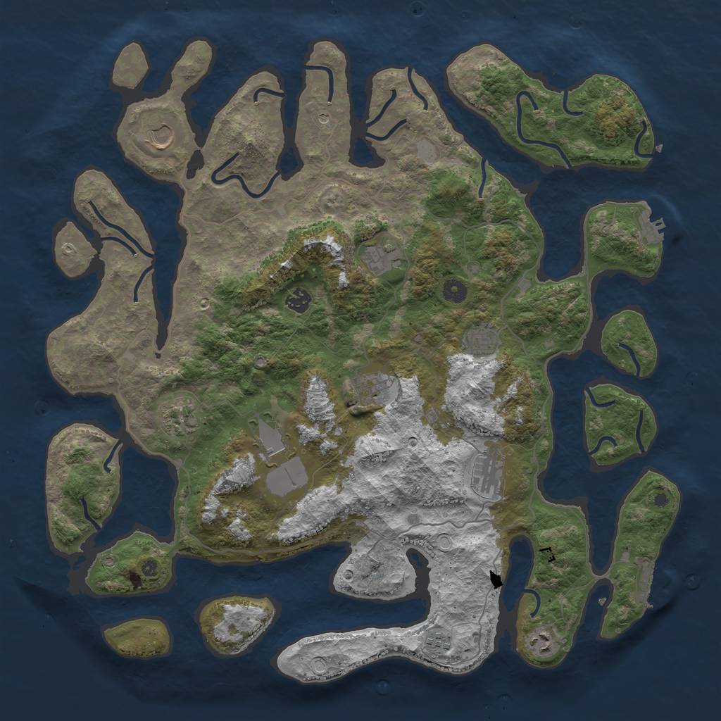 Rust Map: Procedural Map, Size: 4500, Seed: 1240181, 18 Monuments