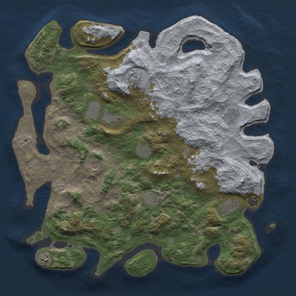 Rust Map: Barren, Size: 4500, Seed: 3150267, 13 Monuments