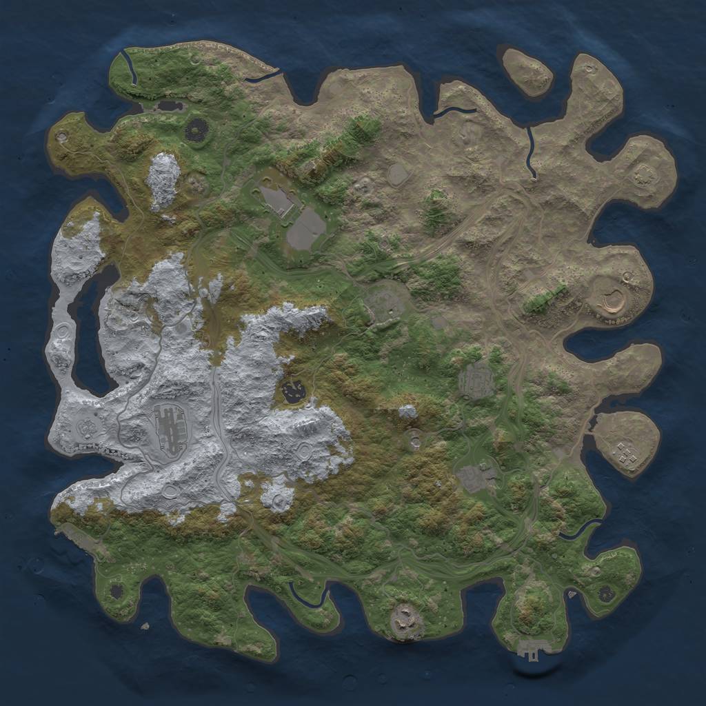 Rust Map: Procedural Map, Size: 4500, Seed: 3932226, 17 Monuments